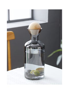 Shuer Retro Nordic Glass Straight Pot With Wooden Stopper Grey 10x10x24.5cm  - Image 4