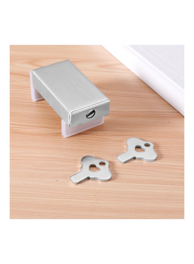 Generic - Child Protection Door And Window Flat Key Safety Lock Silver - Image 1