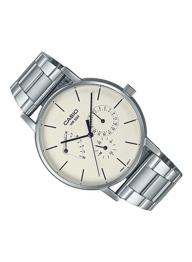 كاسيو ساعة يد بعقارب مقاومة للماء بسوار من الإستانلس ستيل طراز MTP-E320D-9E - قياس 47 مم - لون فضي للرجال - Image 2