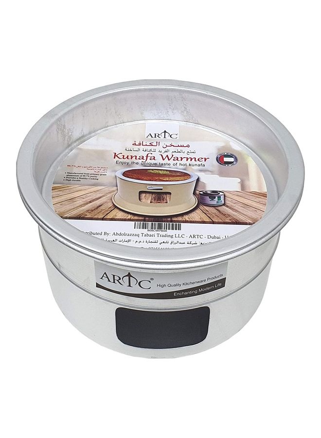 ARTC 2-Piece Portable Kunafa Warmer Stand Cooking Plate Silver 34cm  - Image 3