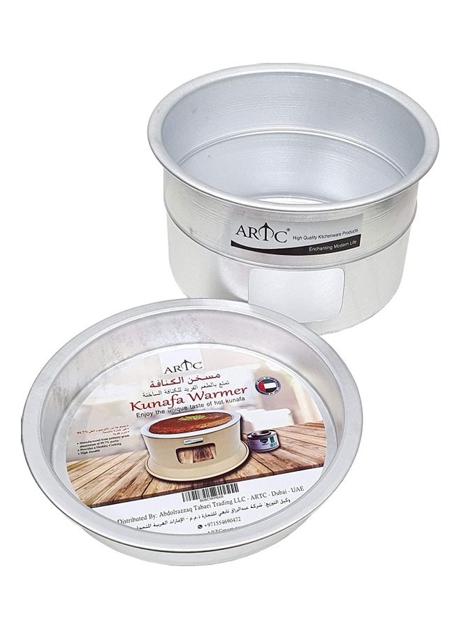 ARTC 2-Piece Portable Kunafa Warmer Stand Cooking Plate Silver 34cm  - Image 4