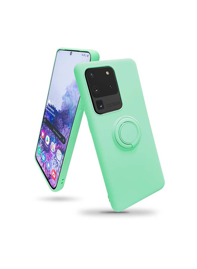 O Ozone Classic Liquid Silicone Series with Ring Holder Kickstand Slim Cover For Galaxy S20 Ultra Cyan - Image 1