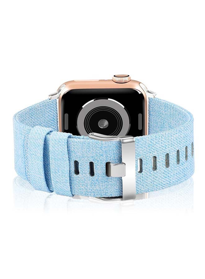 أو أوزون سوار بديل مصنوع من النايلون المنسوج مع إبزيم كلاسيكي قابل للتعديل لساعة أبل ووتش سيريز 4/3/2/1 أزرق فاتح - Image 2