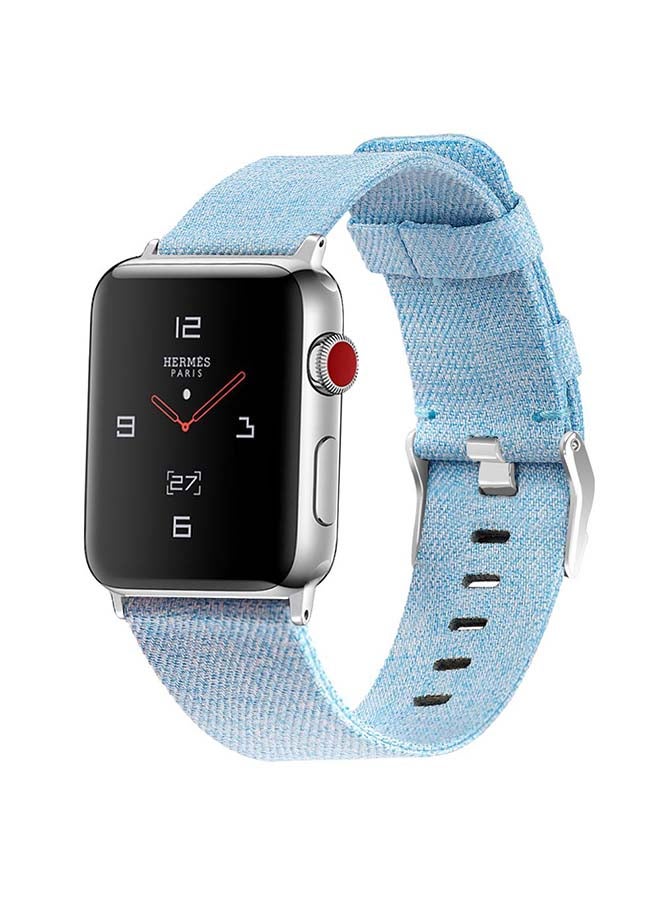 أو أوزون سوار بديل مصنوع من النايلون المنسوج مع إبزيم كلاسيكي قابل للتعديل لساعة أبل ووتش سيريز 4/3/2/1 أزرق فاتح - Image 3