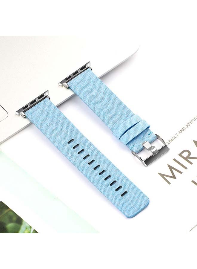 أو أوزون سوار بديل مصنوع من النايلون المنسوج مع إبزيم كلاسيكي قابل للتعديل لساعة أبل ووتش سيريز 4/3/2/1 أزرق فاتح - Image 4