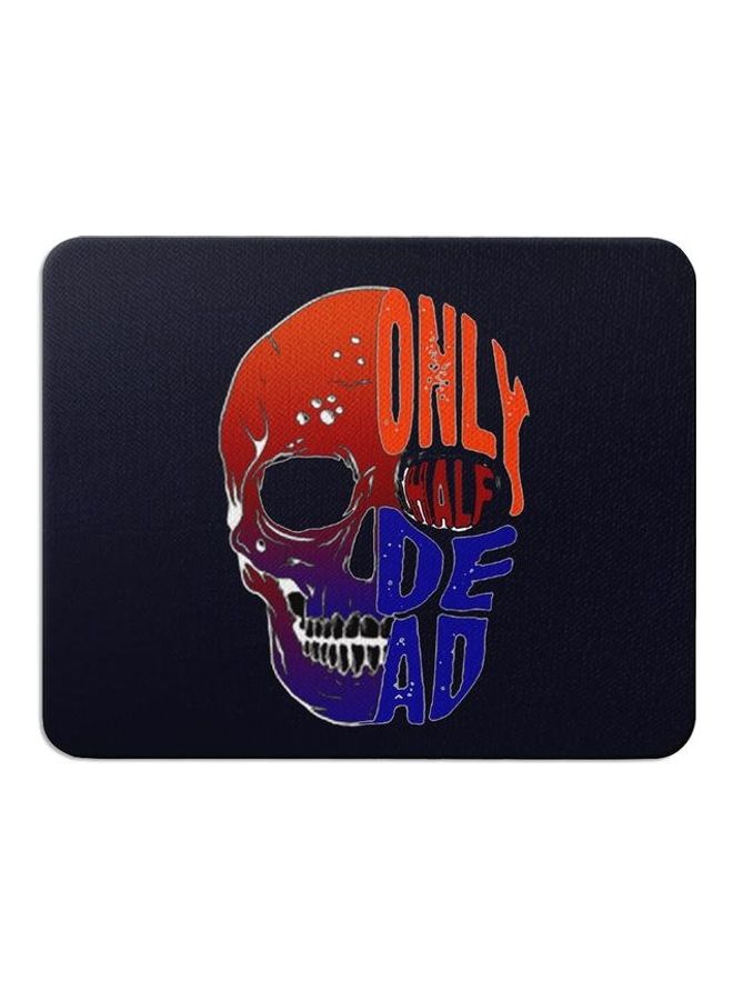 Wackylicious Skull Printed Anti-Slip Mousepad Black/Orange/Blue - Image 1