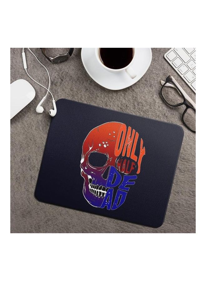 Wackylicious Skull Printed Anti-Slip Mousepad Black/Orange/Blue - Image 2
