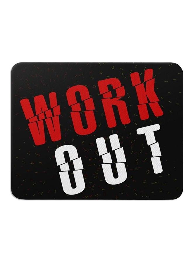 Wackylicious Work Out Printed Anti-Slip Mousepad Black/Red/White - Image 1