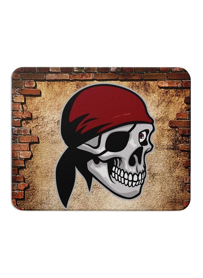 Wackylicious Skull Printed Anti-Slip Mousepad Brown/Red/White - Image 1