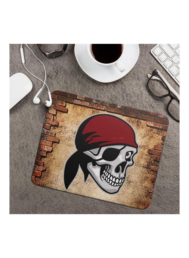 Wackylicious Skull Printed Anti-Slip Mousepad Brown/Red/White - Image 2