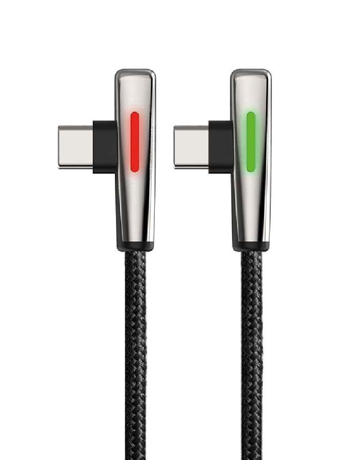 Switch Premium Metallic Right Angled Gaming Video Cable With LED Light Type C Black  - Image 2
