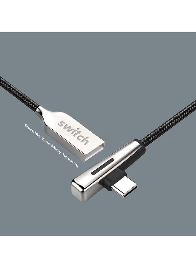 Switch Premium Metallic Right Angled Gaming Video Cable With LED Light Type C Black  - Image 3