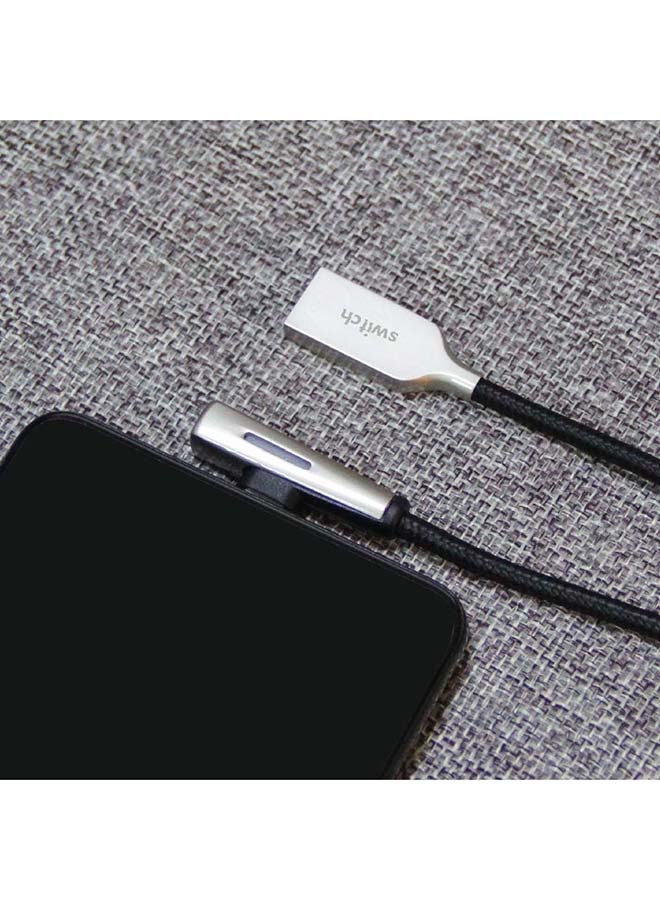 Switch Premium Metallic Right Angled Gaming Video Cable With LED Light Type C Black  - Image 4
