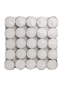 Saubhagya Global 100-Piece Unscented Smokeless Tea Light Wax Candles White 8x8x4inch  - Image 1