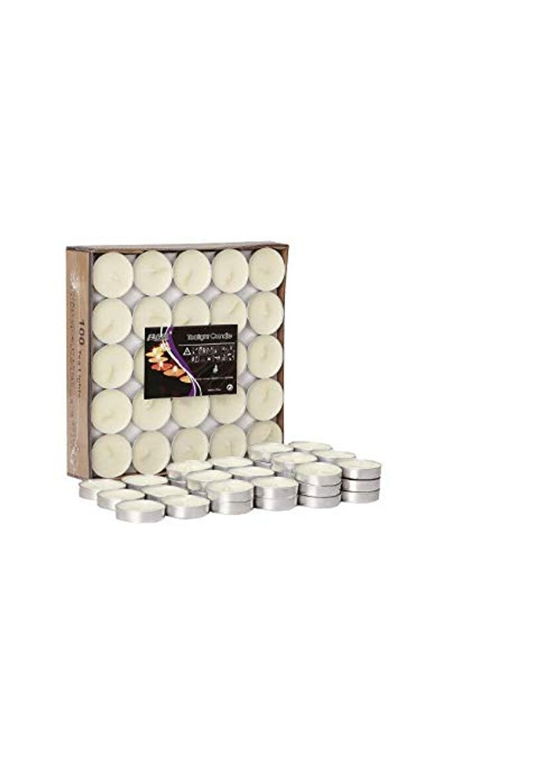 Saubhagya Global 100-Piece Unscented Smokeless Tea Light Wax Candles White 8x8x4inch  - Image 4