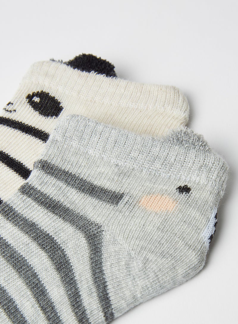 MANGO - Baby Striped Socks (Pack of 2) Clear Grey Vigore - Image 1