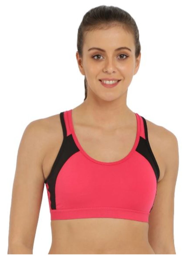 JOCKEY - Power Back Padded Active Sports Bra Pink/Black - Image 1