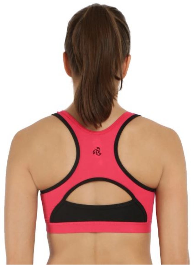 JOCKEY - Power Back Padded Active Sports Bra Pink/Black - Image 1