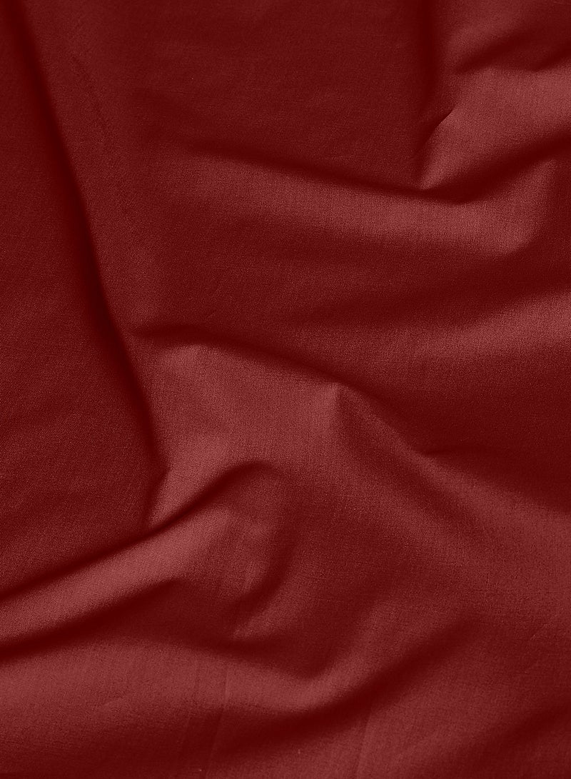 Amal - Home Essential Fitted sheet set/3 King size- 100% Cotton Light Weight Everyday Use 144 TC High Quality 1 Bed Sheet 180x200+33cm, 2 Pillow Case 50x75cm- Garnet Red Cotton Garnet Red - Image 1