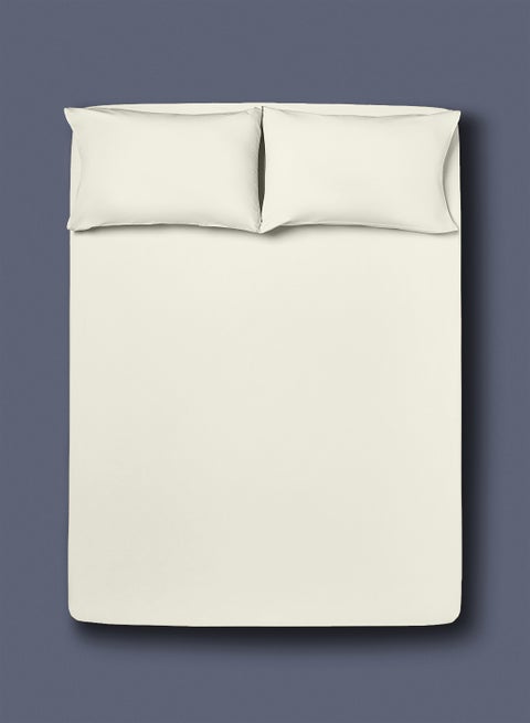 Home Essential Fitted sheet set/3 Twin size- 100% Cotton Light Weight Everyday Use 144 TC High Quality 1 Bed Sheet120x200+33cm, 2 Pillow Case 50x75cm- Cream Cotton Cream