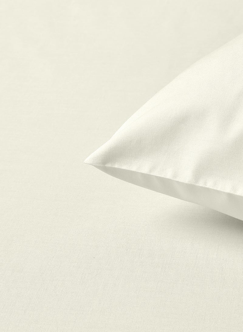 Amal - Home Essential Fitted sheet set/3 King size- 100% Cotton Light Weight Everyday Use 144 TC High Quality 1 Bed Sheet 180x200+33cm, 2 Pillow Case 50x75cm- Cream Cotton Cream - Image 1
