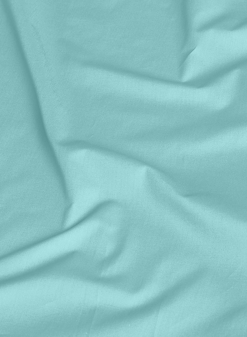 Amal - Home Essential fitted sheet set/3 Single size -  100% Cotton Light Weight Everyday Use 144 TC High Quality 1 Bed Sheet 90x190+25cm, 2 Pillow Case 50x75cm - Turquoise Cotton Turquoise - Image 1