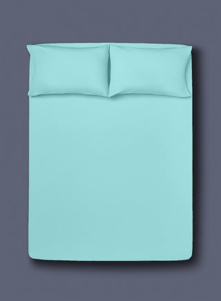Home Essential Fitted sheet set/3 Twin size -  100% Cotton Light Weight Everyday Use 144 TC High Quality 1 Bed Sheet120x200+33cm, 2 Pillow Case 50x75cm - Turquoise Cotton Turquoise - v1614758117/N43682816A_3