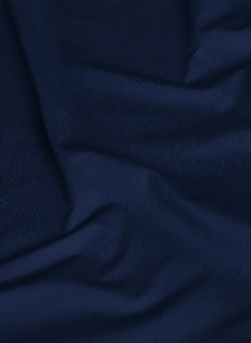 Amal - Home Delight Fitted sheet set/3 Twin size -  100% Cotton Light Weight Everyday Use 144 TC High Quality 1 Bed Sheet120x200+33cm, 2 Pillow Case 50x75cm - 50x75cm-Navy Cotton Navy Blue - Image 1