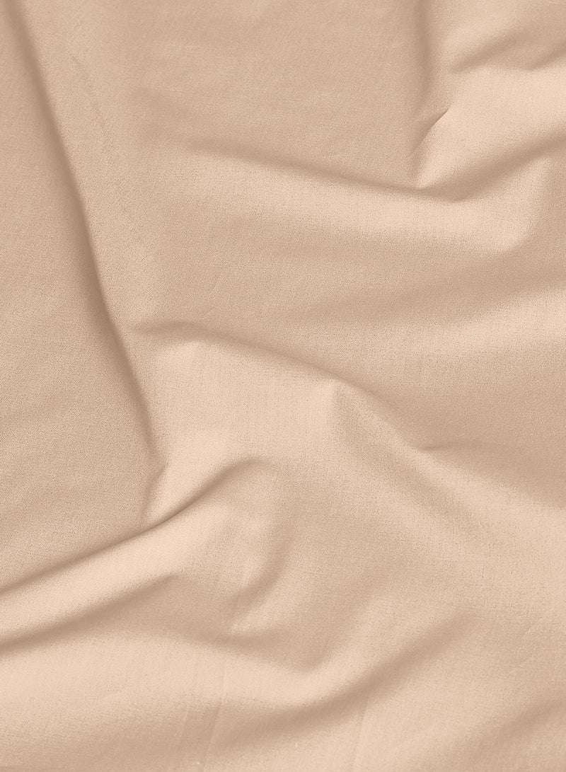 Amal - Home Delight Fitted sheet set/3 King size -  100% Cotton Light Weight Everyday Use 144 TC High Quality 1 Bed Sheet 180x200+33cm, 2 Pillow Case 50x75cm - Beige Cotton Beige - Image 1