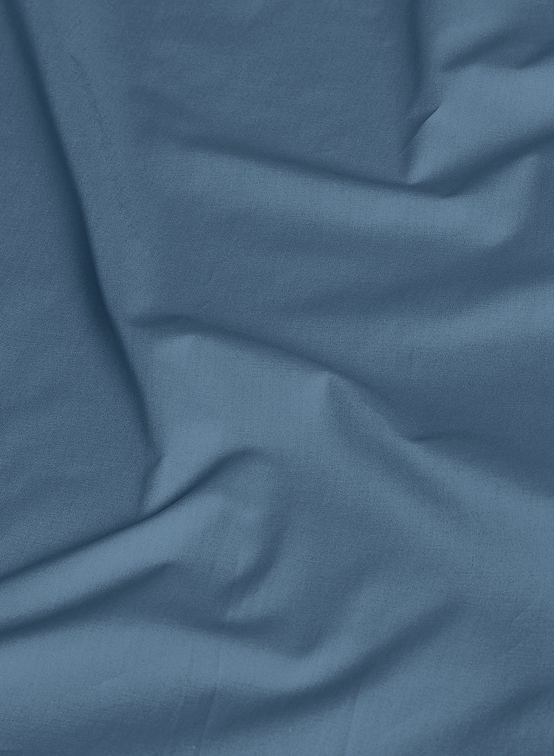 Amal - Home Delight Fitted sheet set/3 Queen size -  100% Cotton Light Weight Everyday Use 144 TC High Quality 1 Bed Sheet 160x200+33cm, 2 Pillow Case 50x75cm - Blue Cotton Slate Blue - Image 1