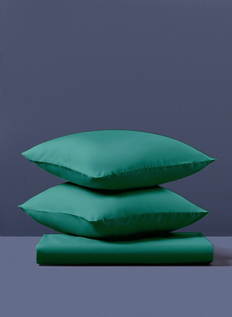 Amal Home Delight Fitted sheet set/3 Queen size -  100% Cotton Light Weight Everyday Use 144 TC High Quality 1 Bed Sheet 2 Pillow Case  - Cotton Emerald Green 160x200+33cm + Pillow Case 50x75cm - Image 3