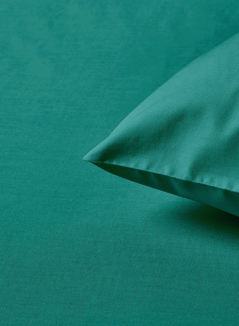 Amal Home Delight Fitted sheet set/3 Queen size -  100% Cotton Light Weight Everyday Use 144 TC High Quality 1 Bed Sheet 2 Pillow Case  - Cotton Emerald Green 160x200+33cm + Pillow Case 50x75cm - Image 4