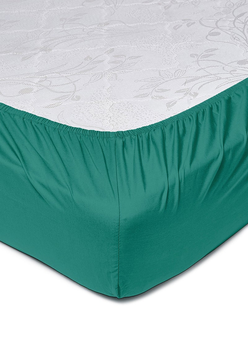 Amal Home Delight Fitted sheet set/3 Queen size -  100% Cotton Light Weight Everyday Use 144 TC High Quality 1 Bed Sheet 2 Pillow Case  - Cotton Emerald Green 160x200+33cm + Pillow Case 50x75cm - Image 5