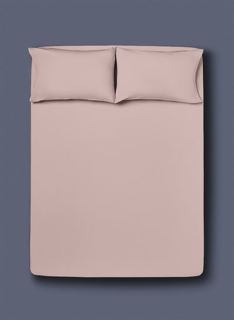 Home Delight Fitted sheet set/3 Twin size -  100% Cotton Light Weight Everyday Use 144 TC High Quality 1 Bed Sheet120x200+33cm, 2 Pillow Case 50x75cm - Rose Cotton Rose Pink