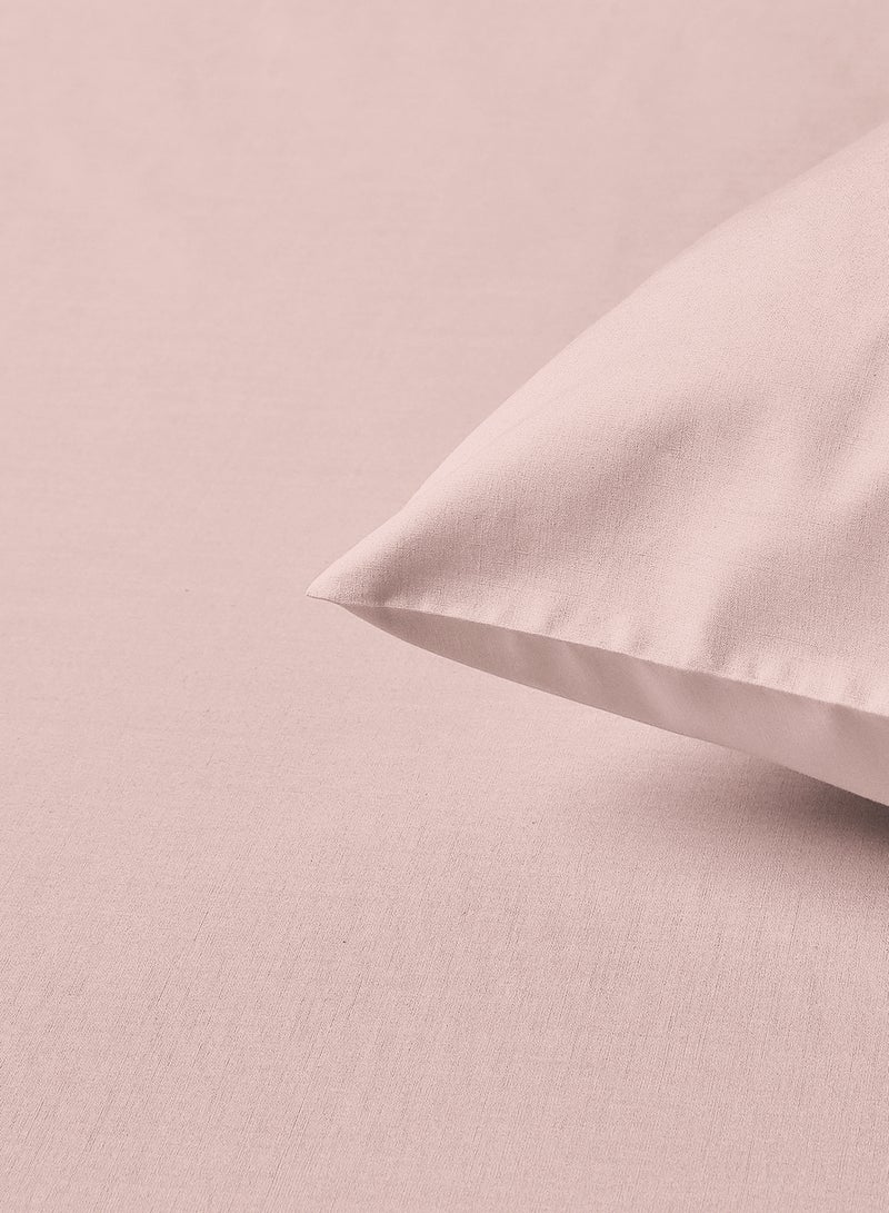 Amal - Home Delight Fitted sheet set/3 Twin size -  100% Cotton Light Weight Everyday Use 144 TC High Quality 1 Bed Sheet120x200+33cm, 2 Pillow Case 50x75cm - Rose Cotton Rose Pink - Image 1