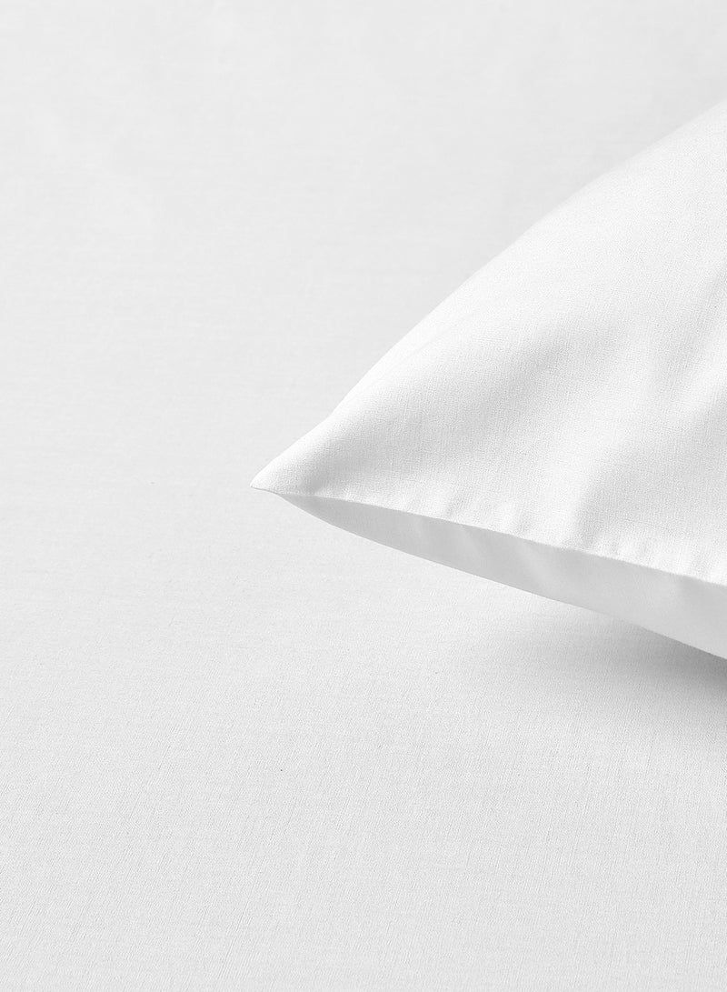 Amal - Home Delight Fitted sheet set/3 Twin size -  100% Cotton Light Weight Everyday Use 144 TC High Quality 1 Bed Sheet120x200+33cm, 2 Pillow Case 50x75cm - White Cotton White - Image 1