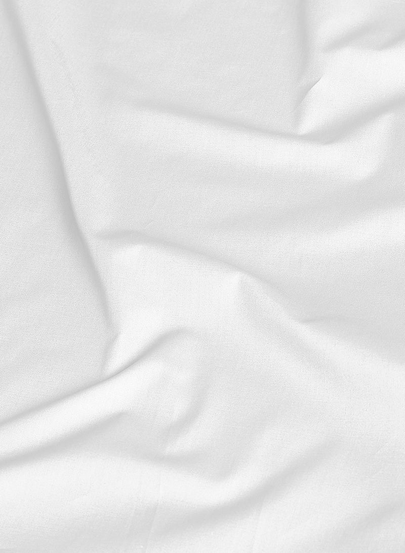 Amal - Home Delight Fitted sheet set/3 Twin size -  100% Cotton Light Weight Everyday Use 144 TC High Quality 1 Bed Sheet120x200+33cm, 2 Pillow Case 50x75cm - White Cotton White - Image 1