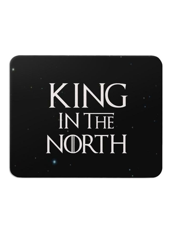 واكيليشيس لوحة ماوس مضادة للانزلاق مطبوعة بعبارة "King In The North" أسود/ أبيض - Image 1