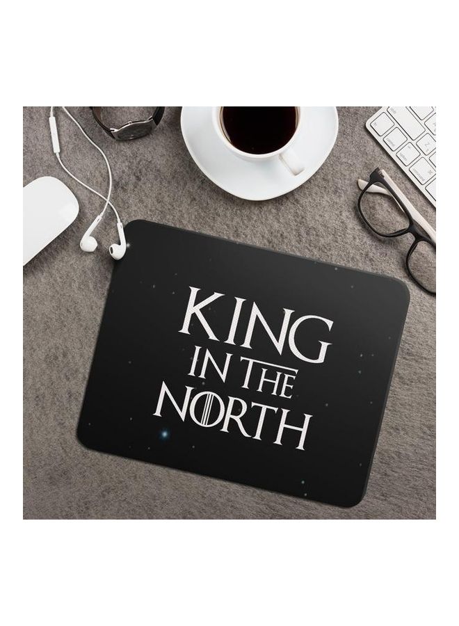 واكيليشيس لوحة ماوس مضادة للانزلاق مطبوعة بعبارة "King In The North" أسود/ أبيض - Image 2