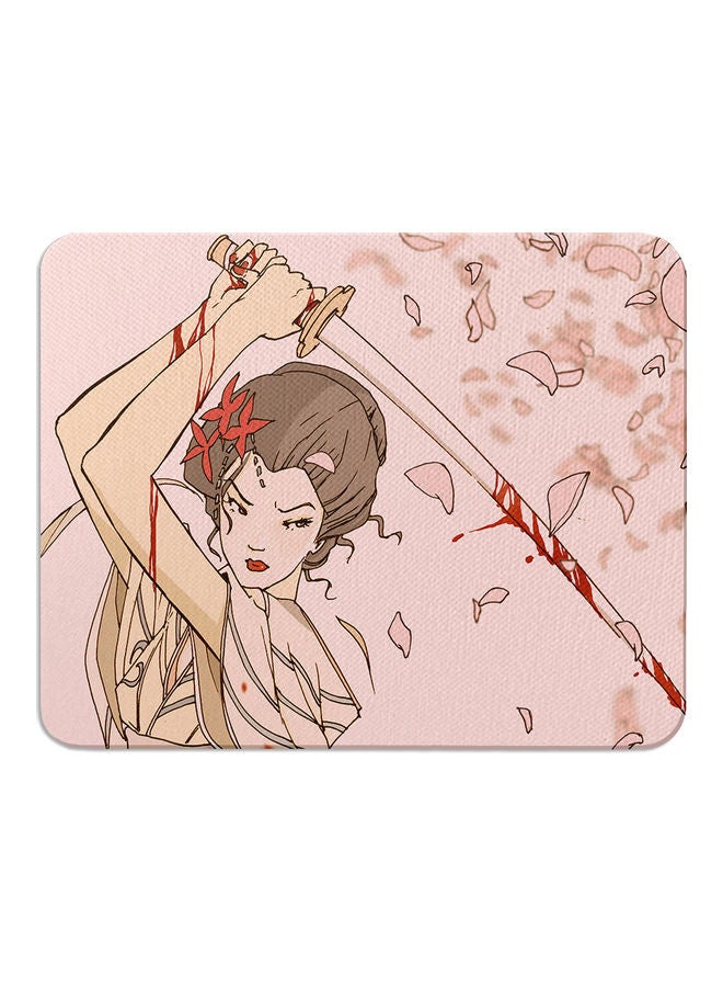 Wackylicious Anime Girl Printed Anti-Slip Mousepad Pink/Red - Image 1