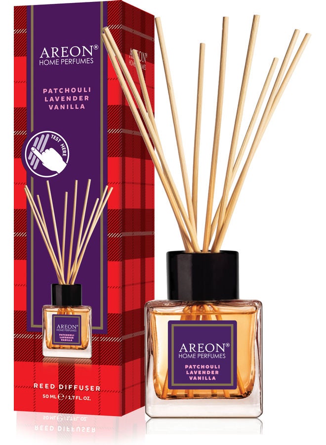 Areon - Reed Diffuser With Incense Sticks Patchouli Lavender Vanilla Blue/Red/Gold 50ml - Image 1