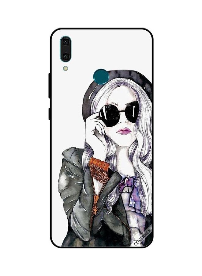 Covernex Huawei Y9 2019 Protective Case Cover Printed Featuring Black Gliters Light Pink Paths Pattern DESIGN_0034 - Image 1