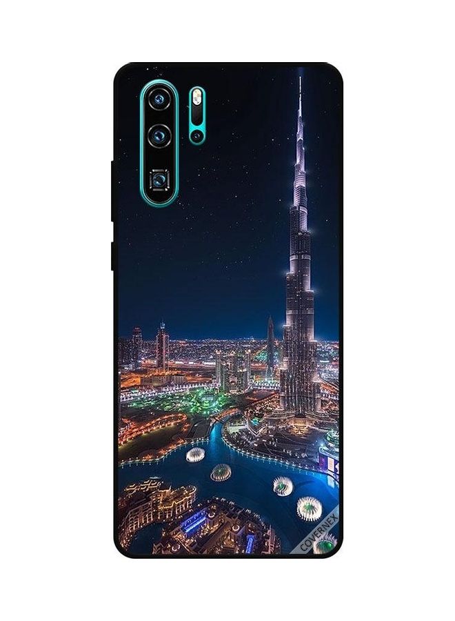 كوفرنيكس غطاء حماية واق لهاتف هواوي P30 برو منظر ليلي لوسط المدينة