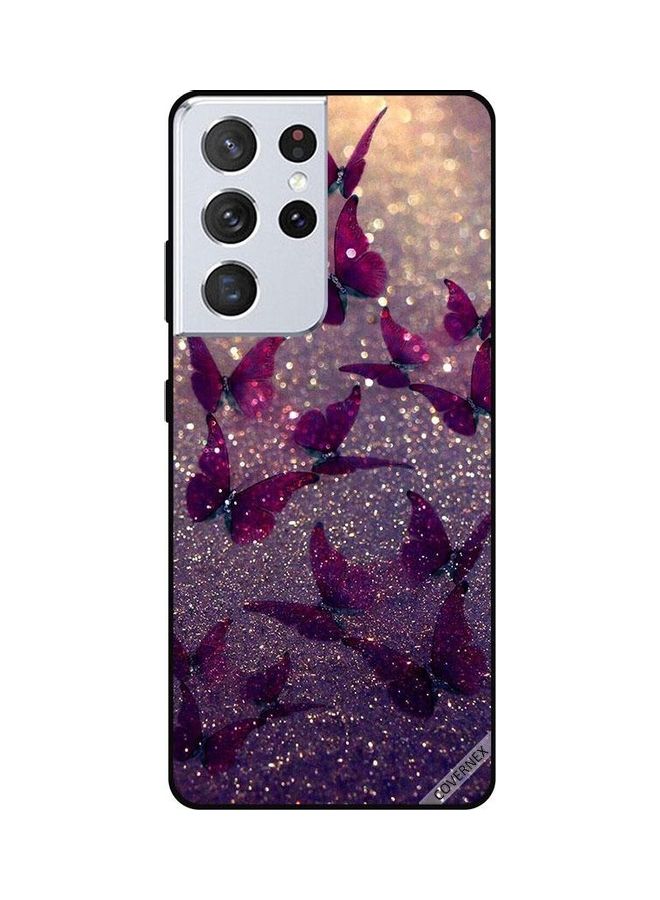 Covernex Printed Protective Case Cover For Samsung Galaxy S21 Ultra 5G Glitter Butterflies - Image 1