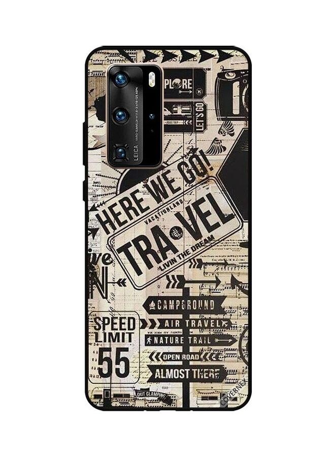 كوفرنيكس غطاء حماية واقِ بطبعة لهاتف هواوي P40 برو عبارة "Here We Go Travel" - Image 1