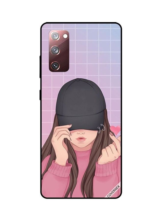 كوفرنيكس غطاء حماية واق لهاتف سامسونج جالاكسي S20 FE فتاة بقبعة سوداء اللون وطقة أصابع تعبر عن الحب - Image 1