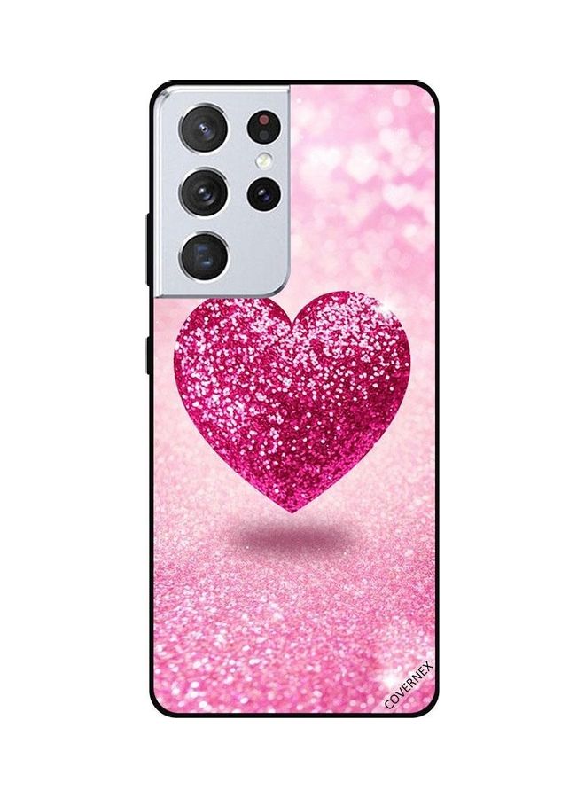 Covernex Samsung Galaxy S21 Ultra Protective Case Cover Printed Featuring Pink Roses & Dark Grey Leaves Pattern DESIGN_0222 - Image 1