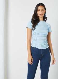 Ruched Front Top Blue