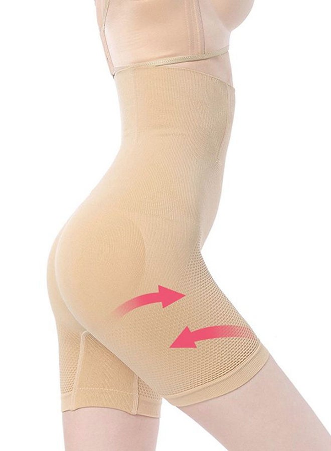 Glamroot - Women’s No Rolling Down Shapewear Body Shaper Tummy Control/Tummy Tucker High Waist Thigh Slimmer Shorts Panties Beige - Image 1