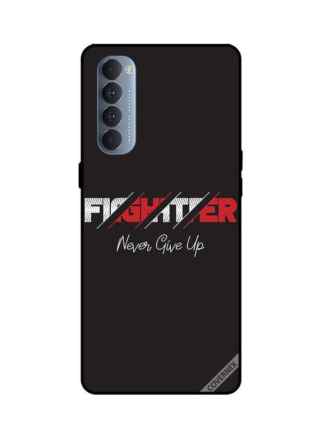 كوفرنيكس غطاء حماية واق لهاتف أوبو رينو 4 برو تصميم بعبارة "Fighter Never Give Up"